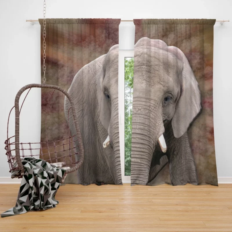 3D Elephant Majestic African Beauty Curtain