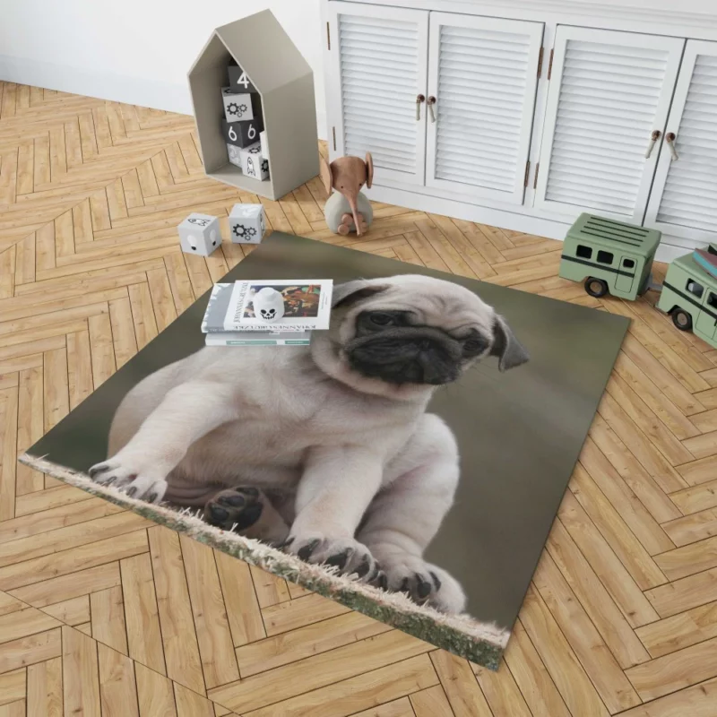 Adorable Play Pug Antics Rug 1