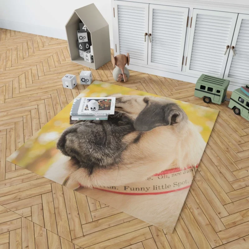 Adorable Pug Portrait Rug 1