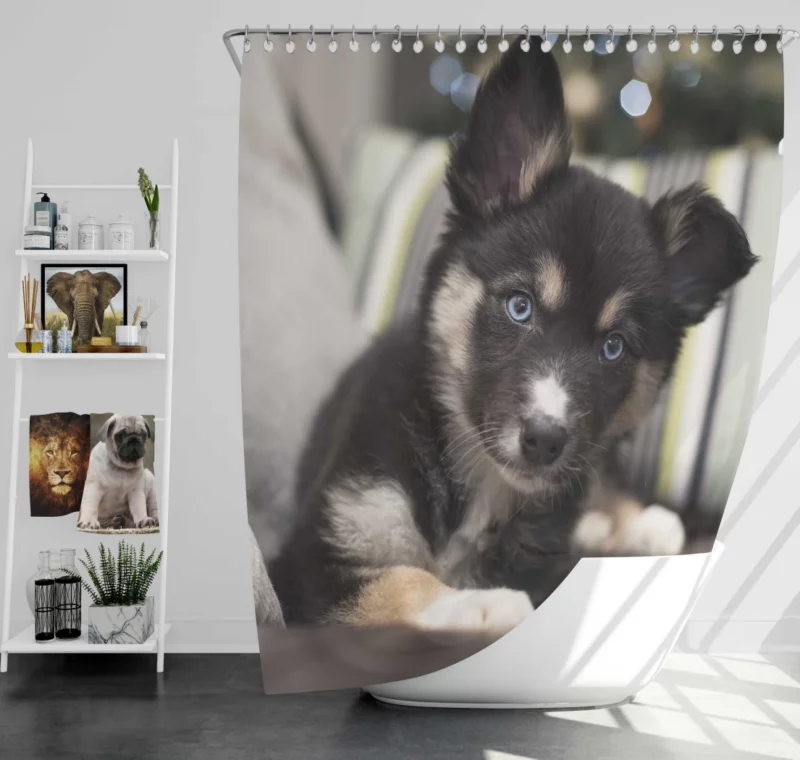 Adorable Puppy Playful Muzzle Shower Curtain