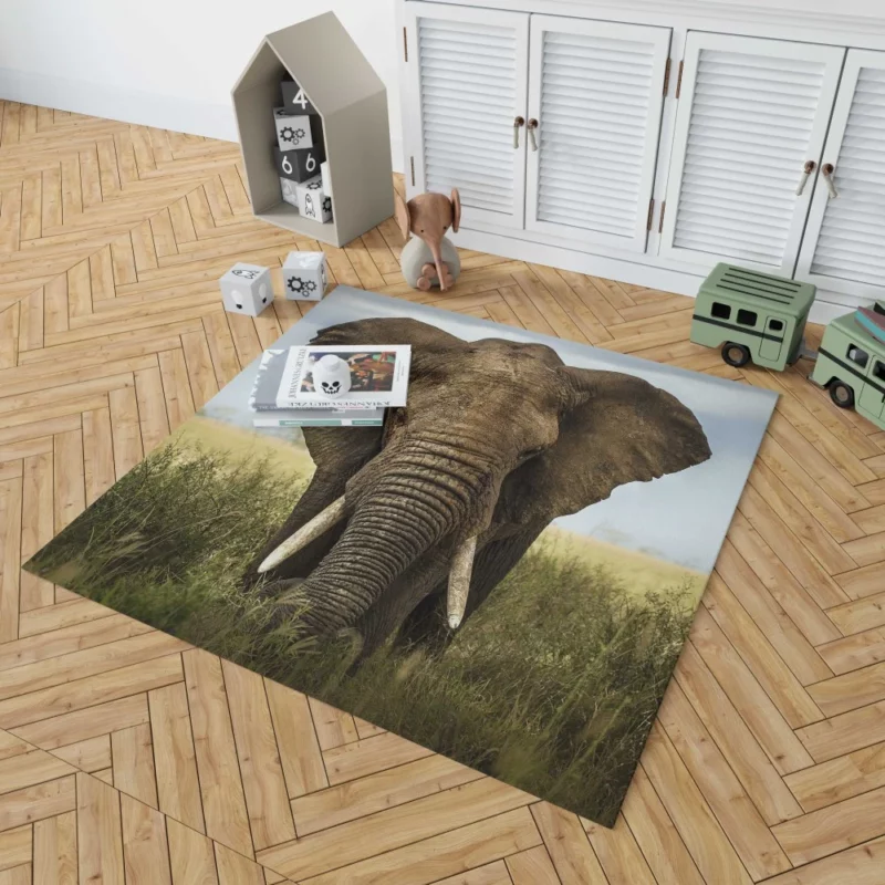 African Bush Elephant Grazing Serenity Rug 1