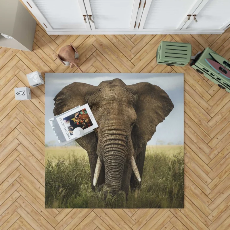 African Bush Elephant Grazing Serenity Rug