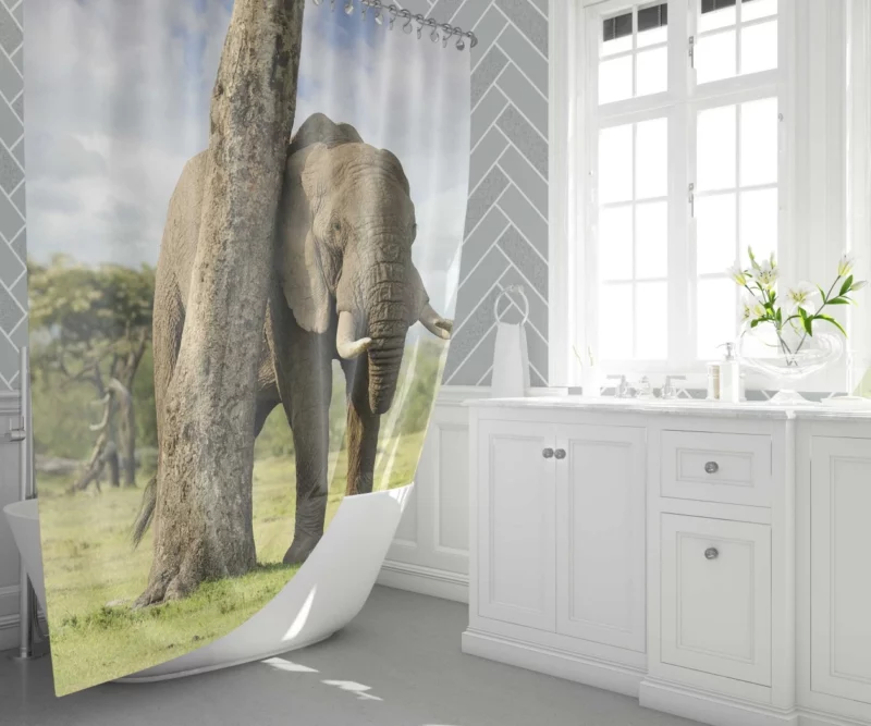 African Bush Elephant Wild Majesty Shower Curtain 1