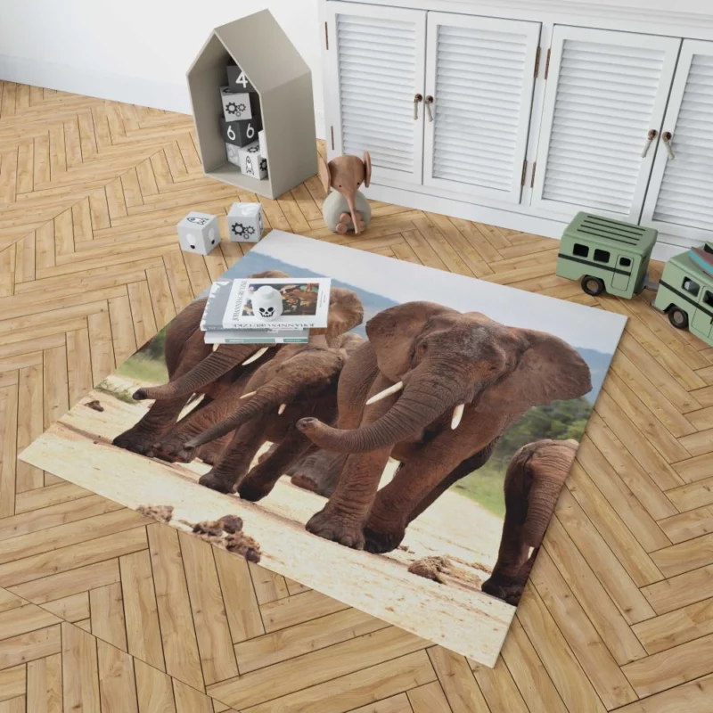 African Elephant Family Rug 1