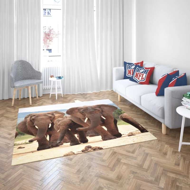 African Elephant Family Rug 2