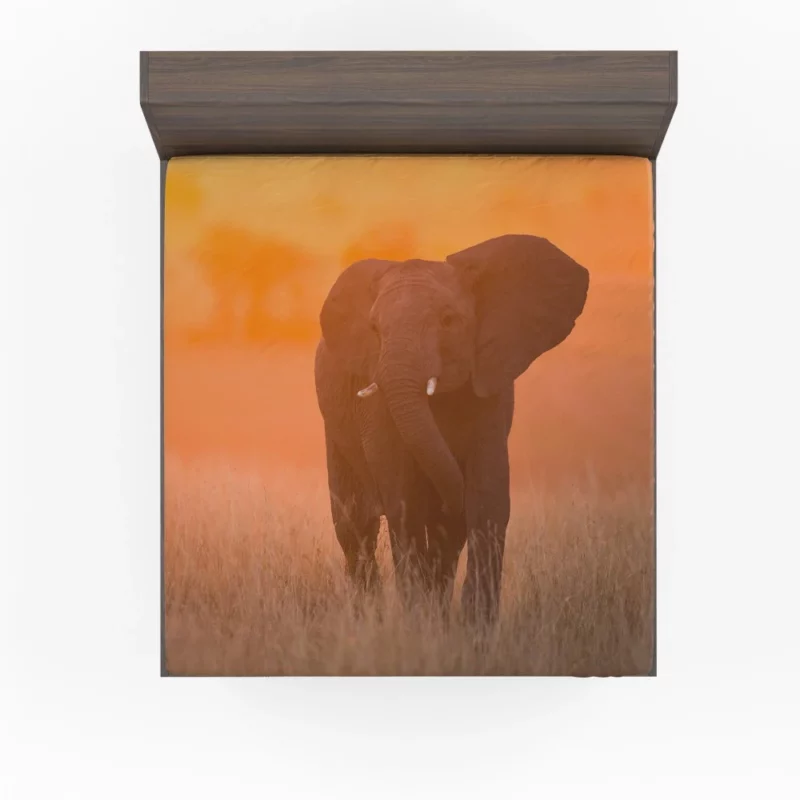 African Elephant Sunset Grace Fitted Sheet 1