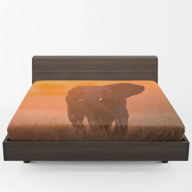 African Elephant Sunset Grace Fitted Sheet