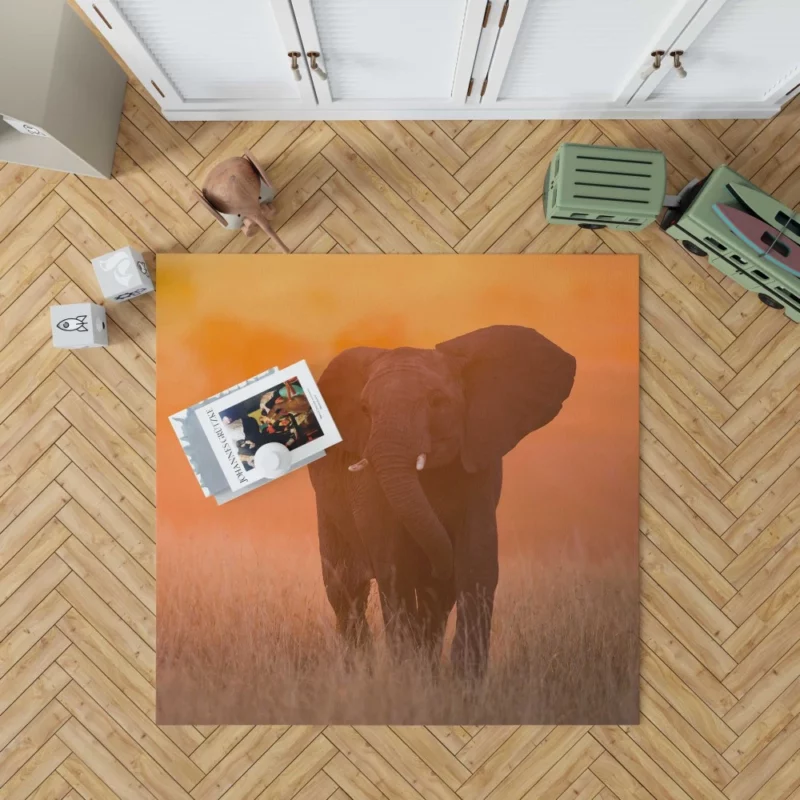 African Elephant Sunset Grace Rug