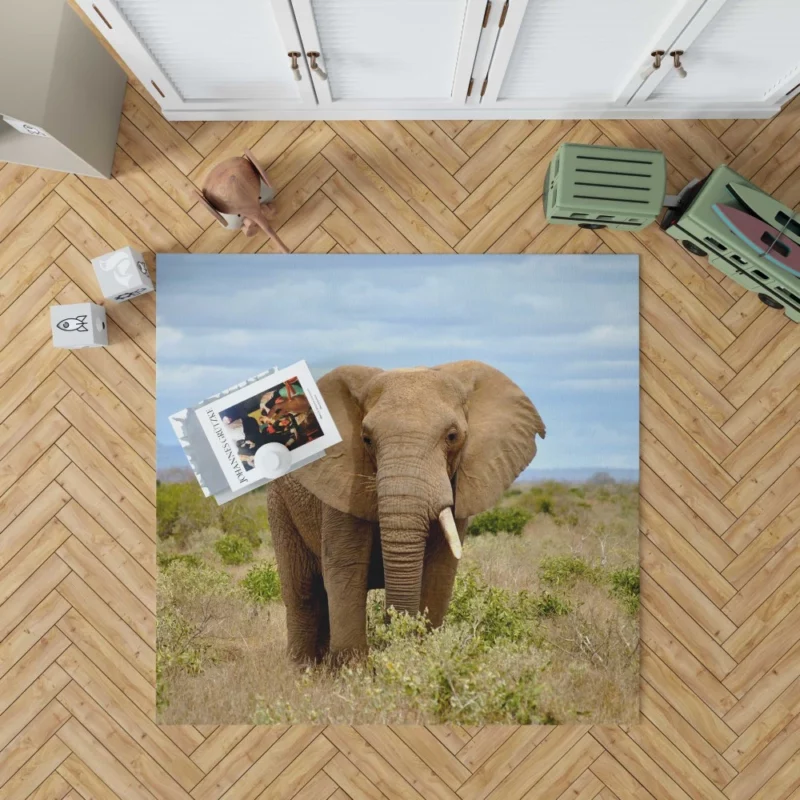 African Elephant in Bush Savanna Majesty Rug