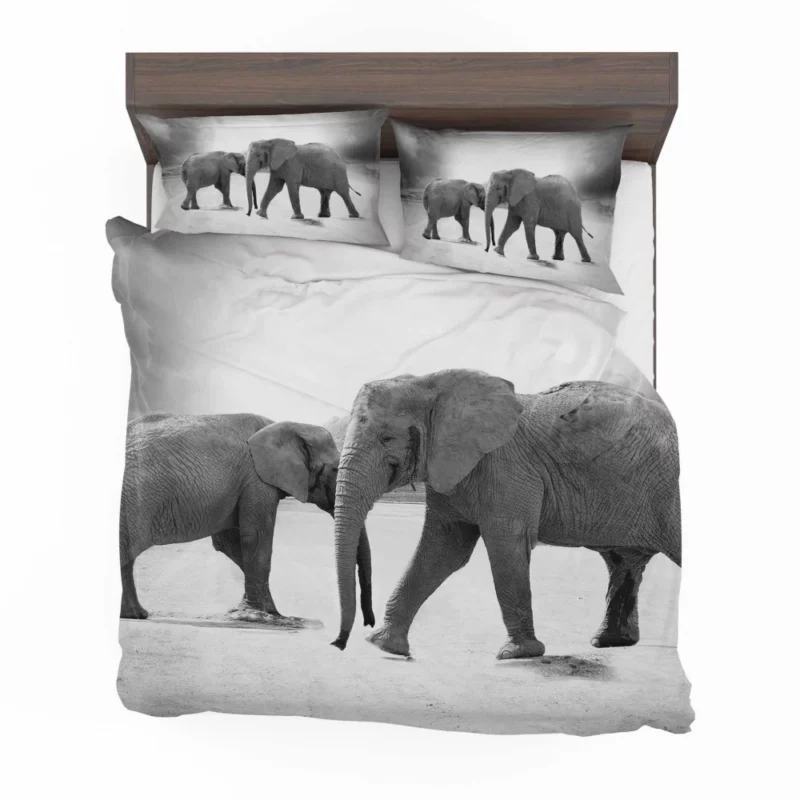 African Elephant in Monochrome Enigmatic Grace Bedding Set 1