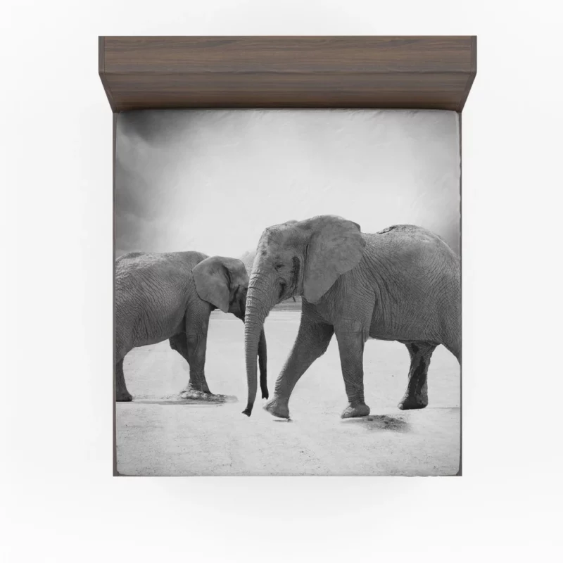 African Elephant in Monochrome Enigmatic Grace Fitted Sheet 1