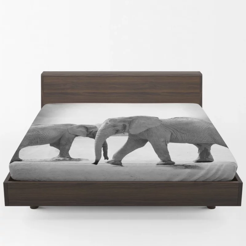 African Elephant in Monochrome Enigmatic Grace Fitted Sheet