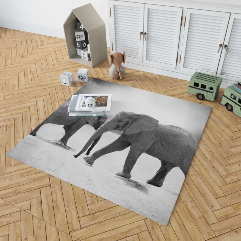 African Elephant in Monochrome Enigmatic Grace Rug 1