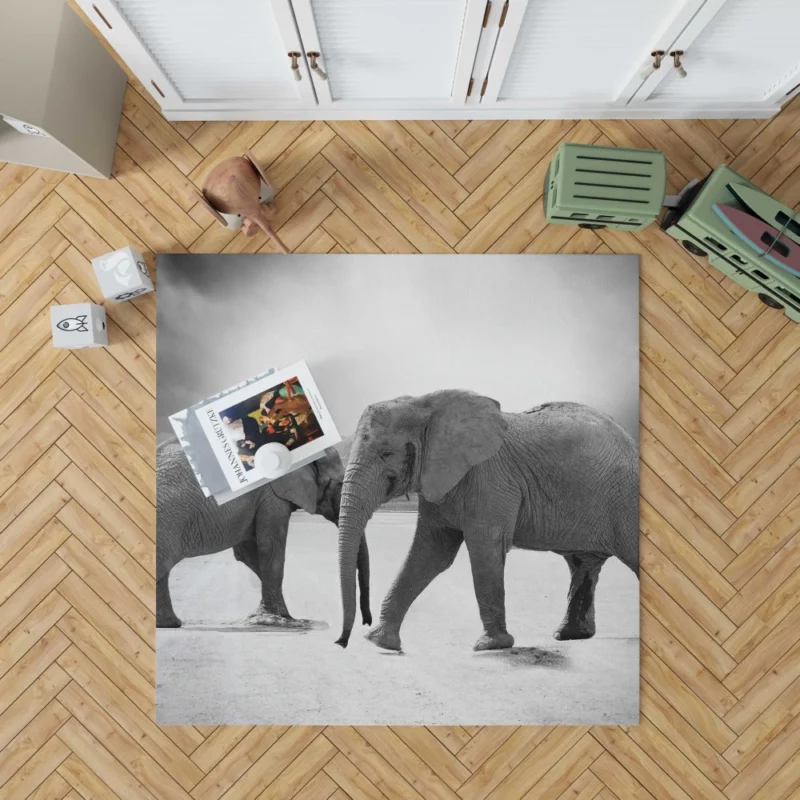 African Elephant in Monochrome Enigmatic Grace Rug