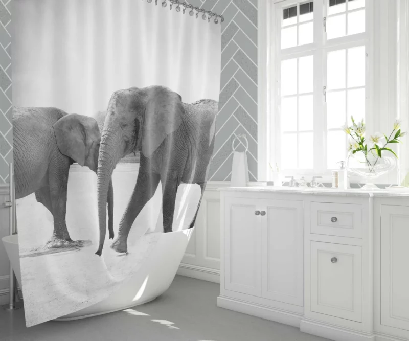 African Elephant in Monochrome Enigmatic Grace Shower Curtain 1