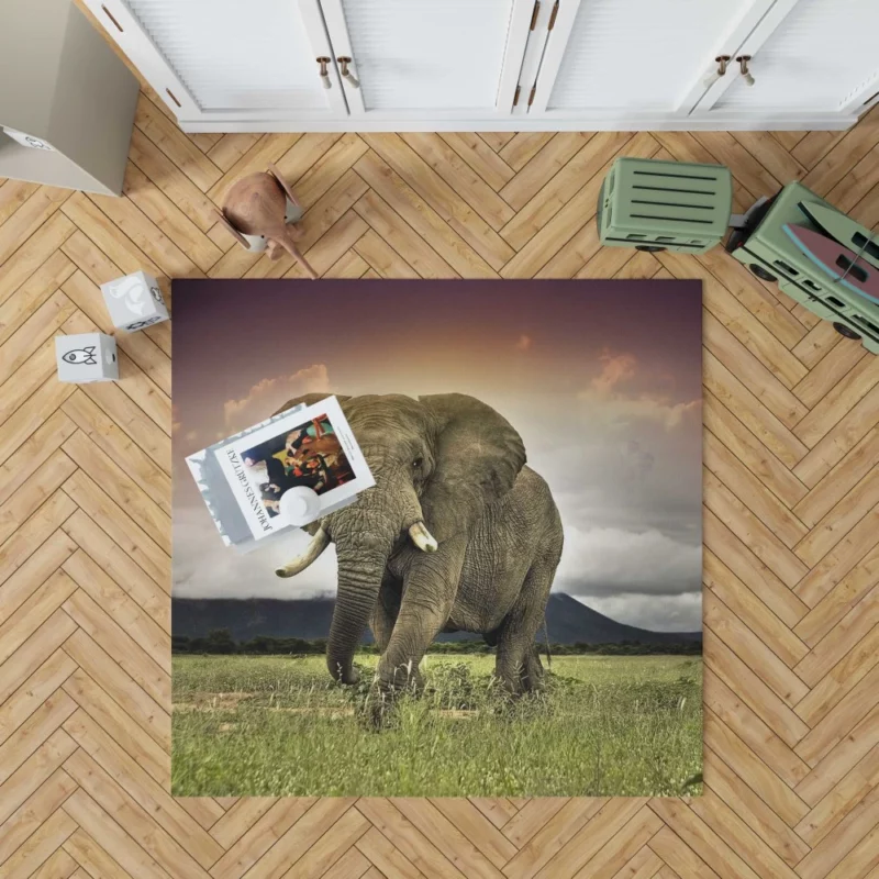 African Elephant in Savannah Majestic Wildlife Rug