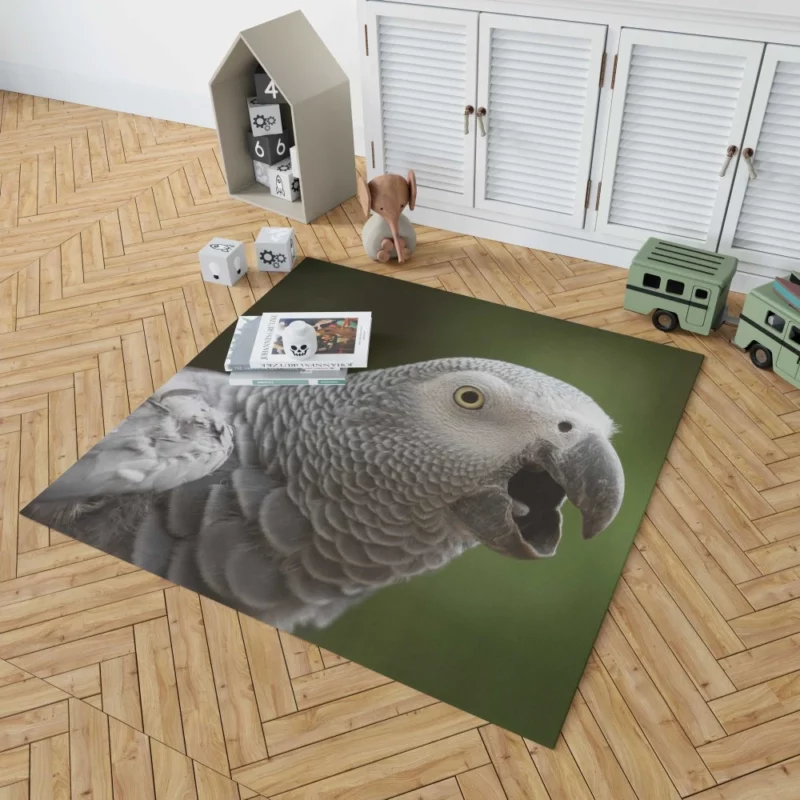 African Grey Parrot Clever Companion Feathered Friend Rug 1