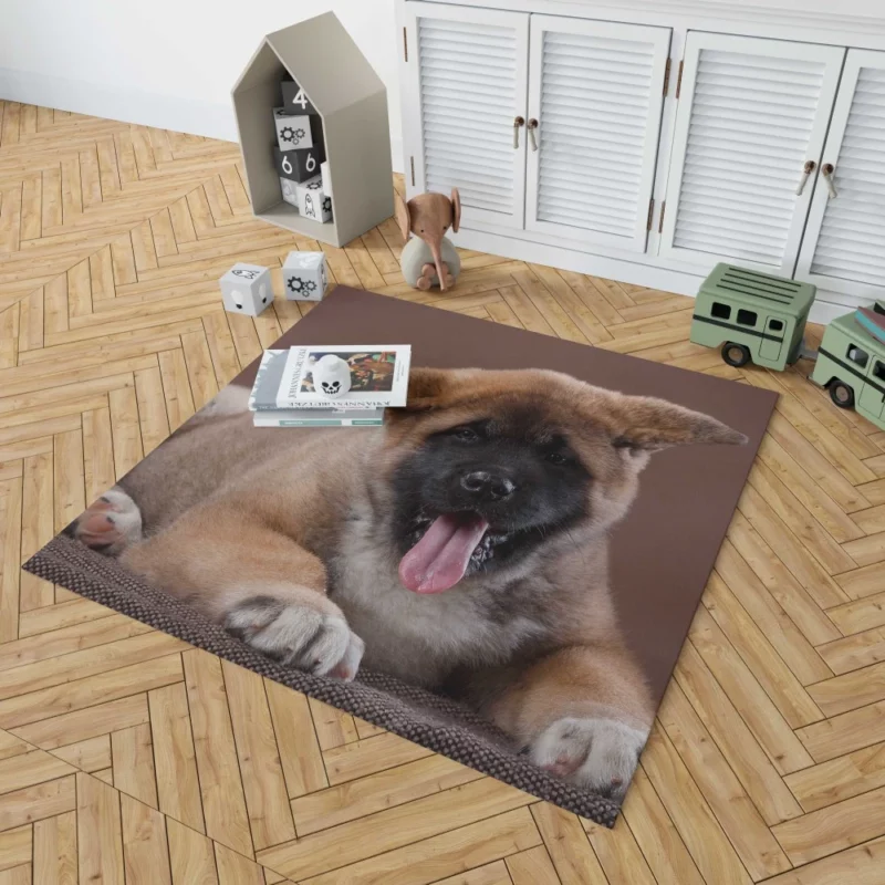 Akita Puppy Furry Innocence Rug 1