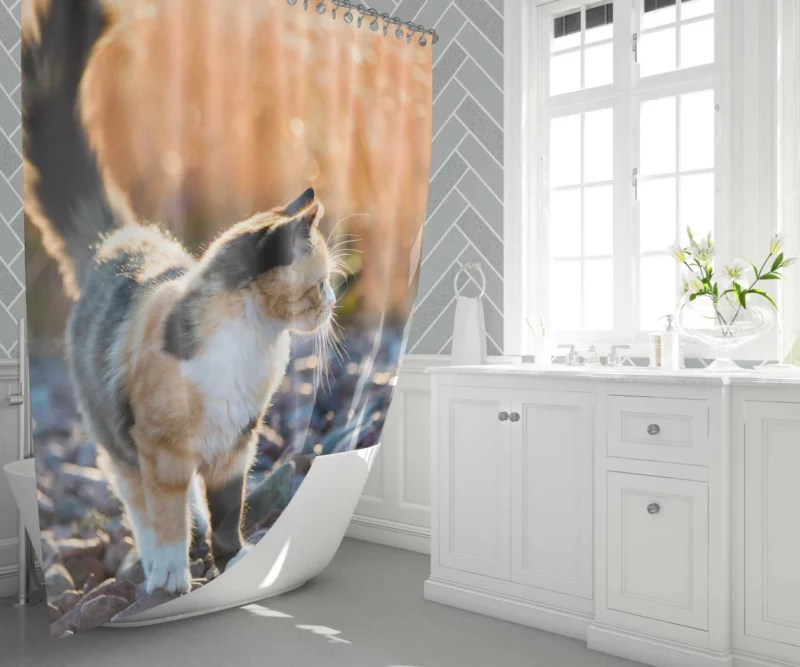 Alluring Cat Expression Shower Curtain 1