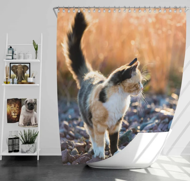 Alluring Cat Expression Shower Curtain