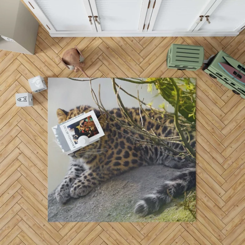 Amur Leopard Regal Stare Elusive Majesty Rug