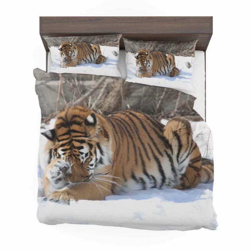 Amur Tiger Snowy Majesty Wilderness Gaze Bedding Set 1