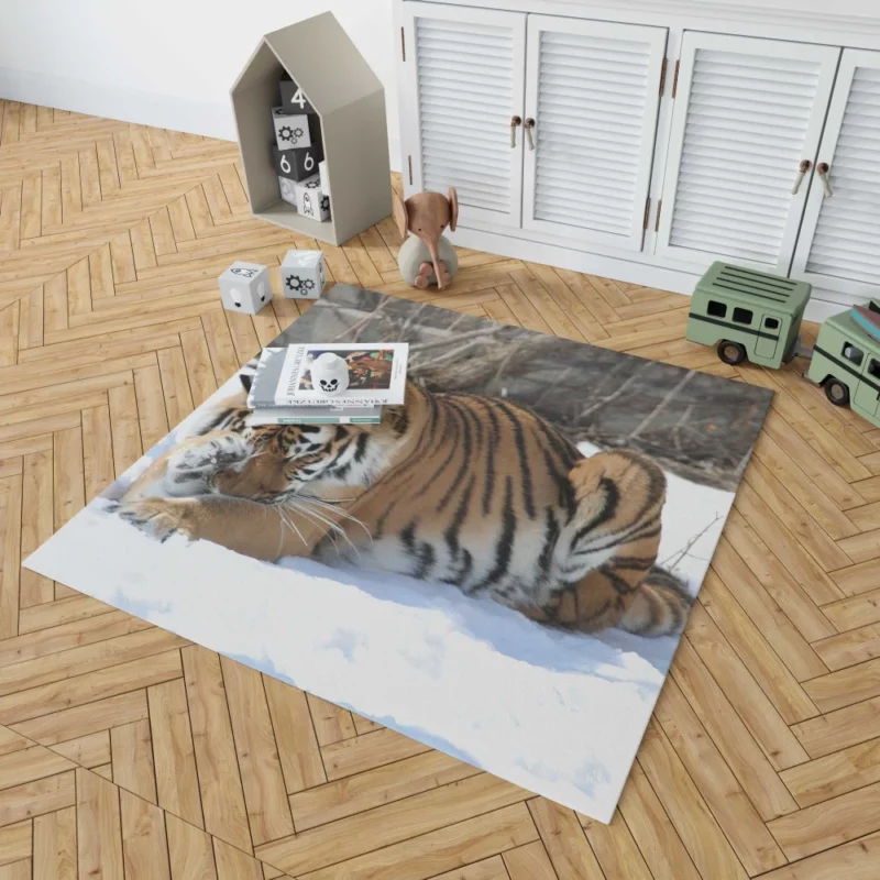 Amur Tiger Snowy Majesty Wilderness Gaze Rug 1