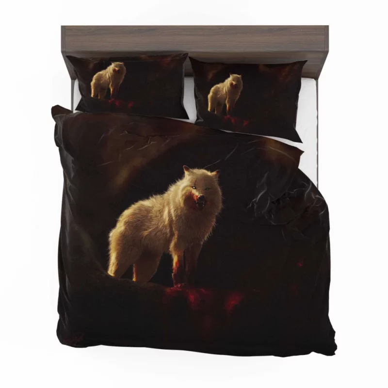 Arctic Wolf Aggressive Predator in Digital Art Bedding Set 1