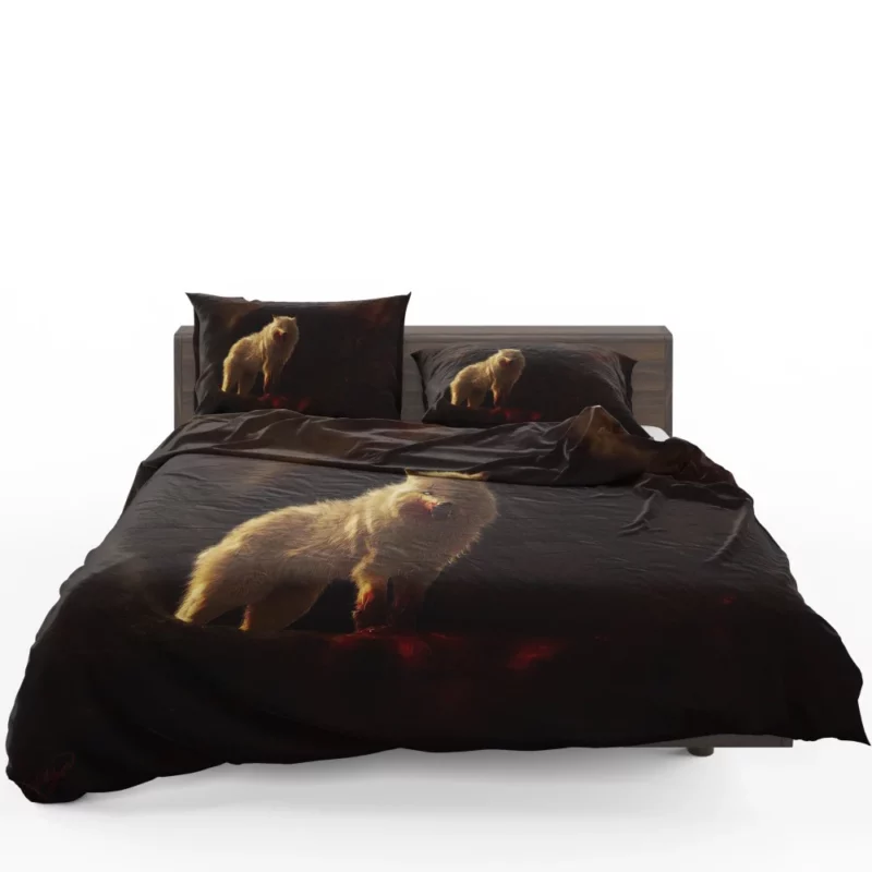 Arctic Wolf Aggressive Predator in Digital Art Bedding Set