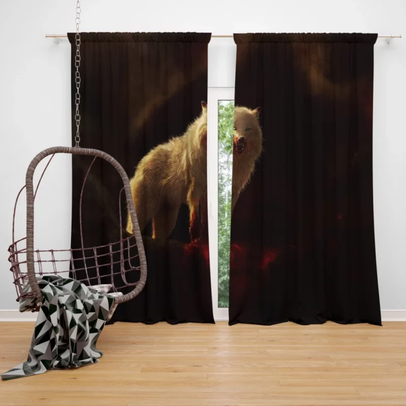 Arctic Wolf Aggressive Predator in Digital Art Curtain