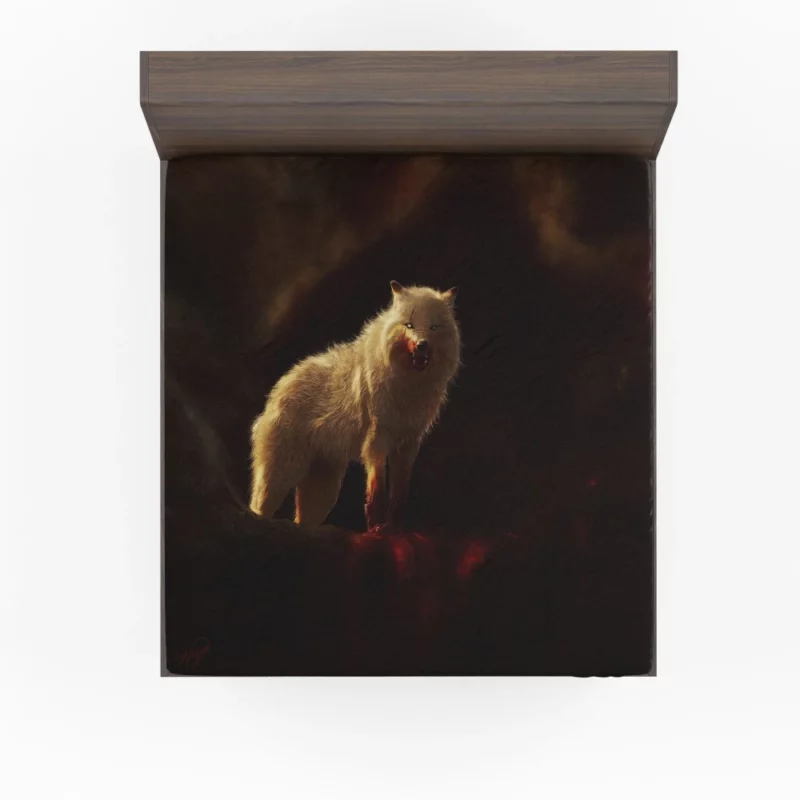 Arctic Wolf Aggressive Predator in Digital Art Fitted Sheet 1