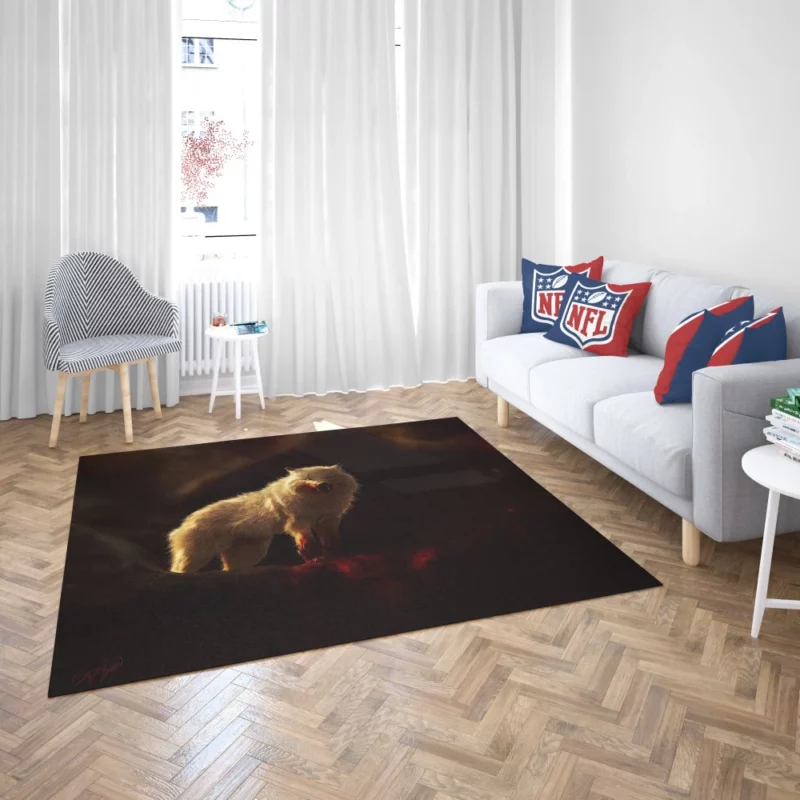 Arctic Wolf Aggressive Predator in Digital Art Rug 2