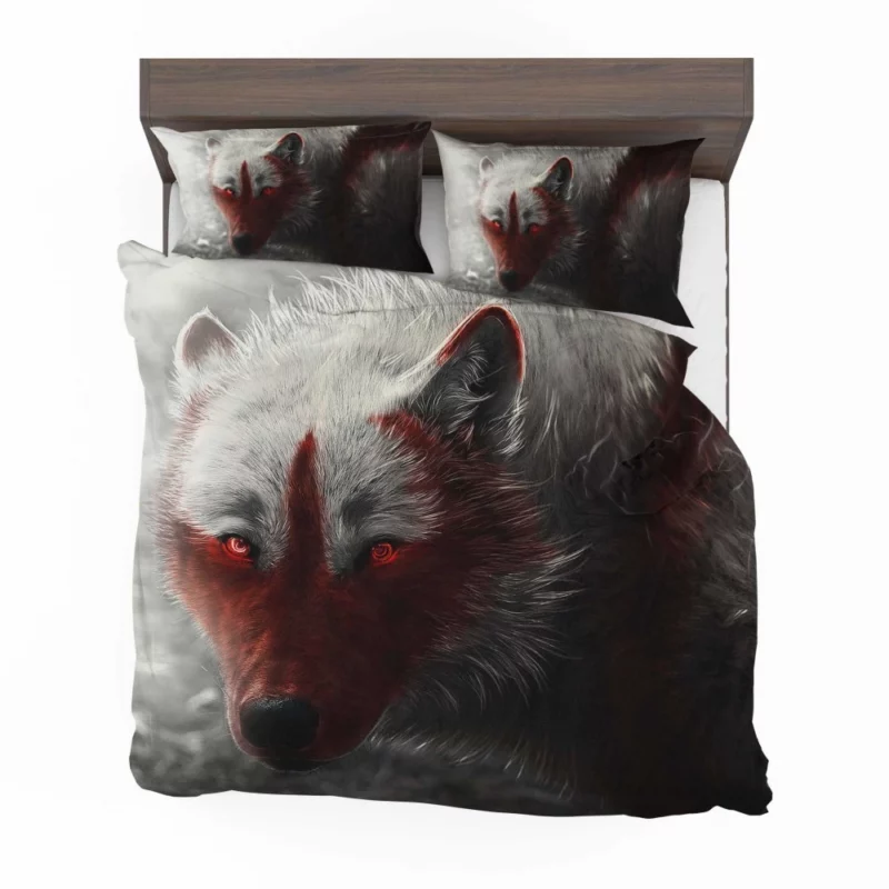 Arctic Wolf Digital Art Grace in Frost Bedding Set 1