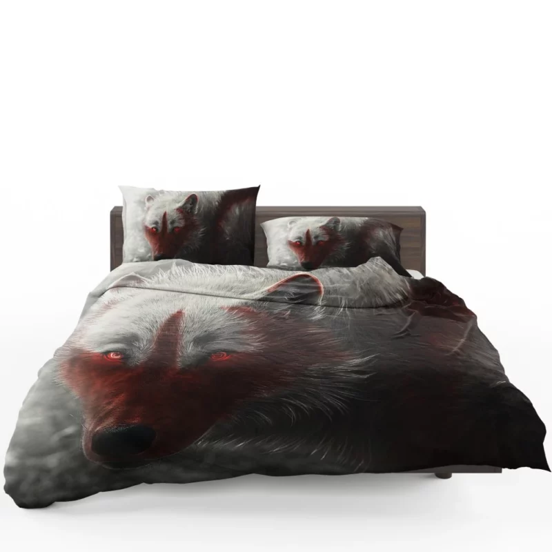 Arctic Wolf Digital Art Grace in Frost Bedding Set