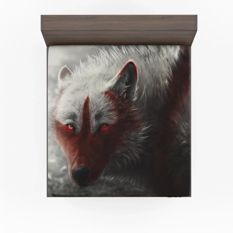 Arctic Wolf Digital Art Grace in Frost Fitted Sheet 1