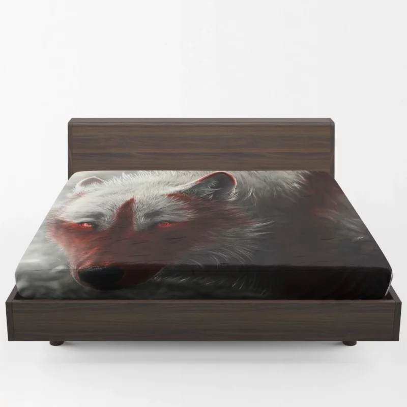 Arctic Wolf Digital Art Grace in Frost Fitted Sheet