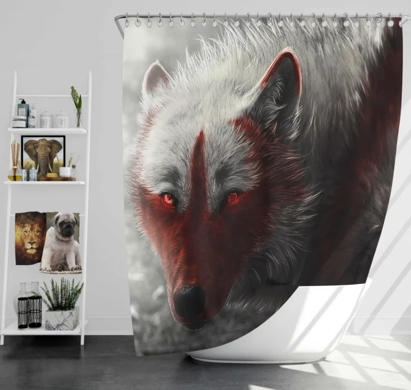 Arctic Wolf Digital Art Grace in Frost Shower Curtain