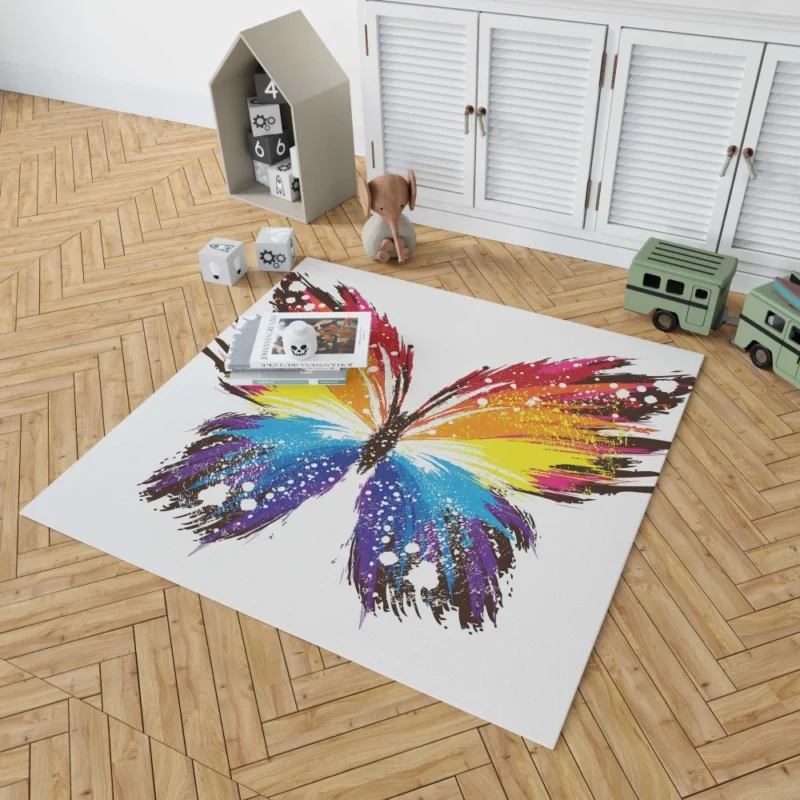 Artistic Butterfly Abstract Elegance Rug 1