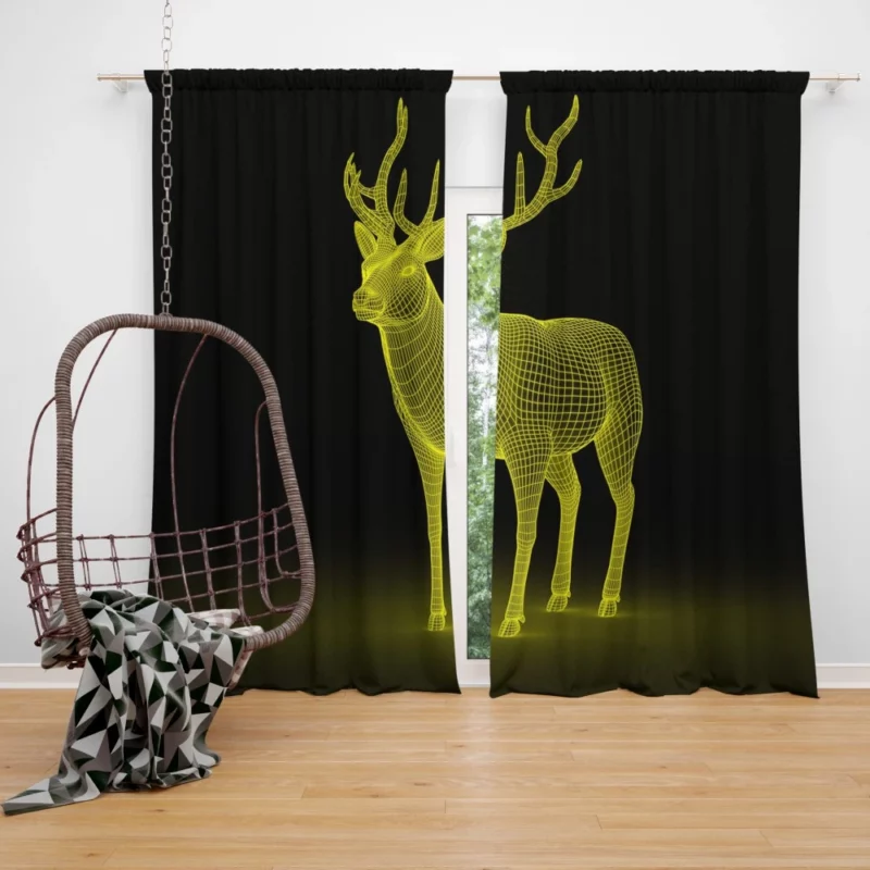 Artistic Deer in Vibrant Hues Curtain