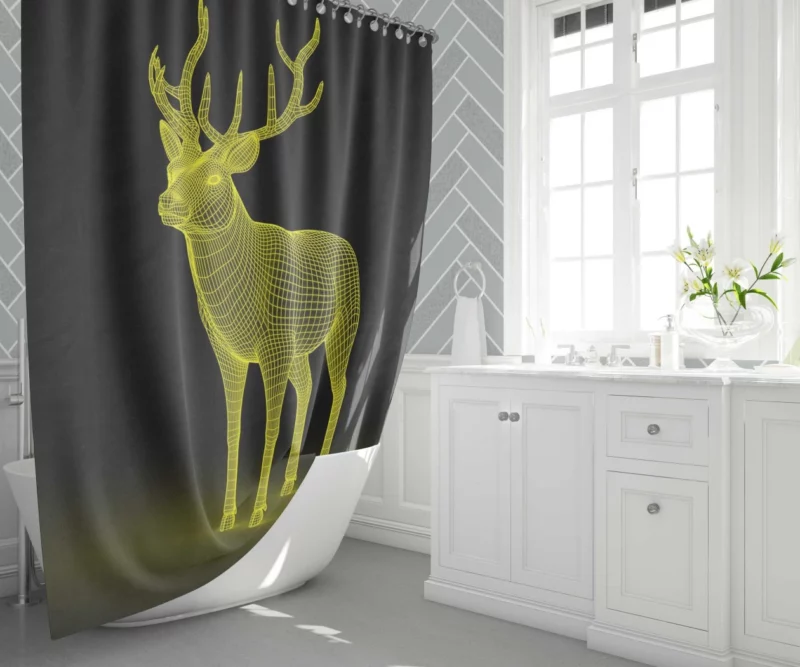 Artistic Deer in Vibrant Hues Shower Curtain 1