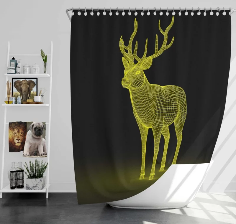 Artistic Deer in Vibrant Hues Shower Curtain