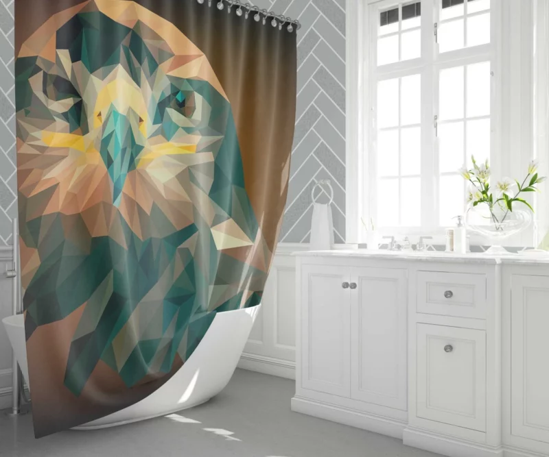 Artistic Eagle Minimalist Elegance Geometric Bird Shower Curtain 1