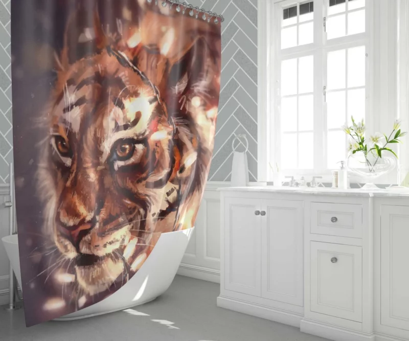 Artistic Impression The Tiger Roar Shower Curtain 1