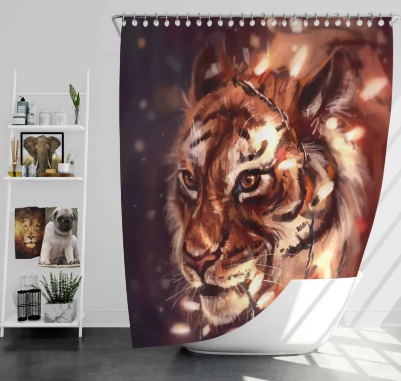 Artistic Impression The Tiger Roar Shower Curtain