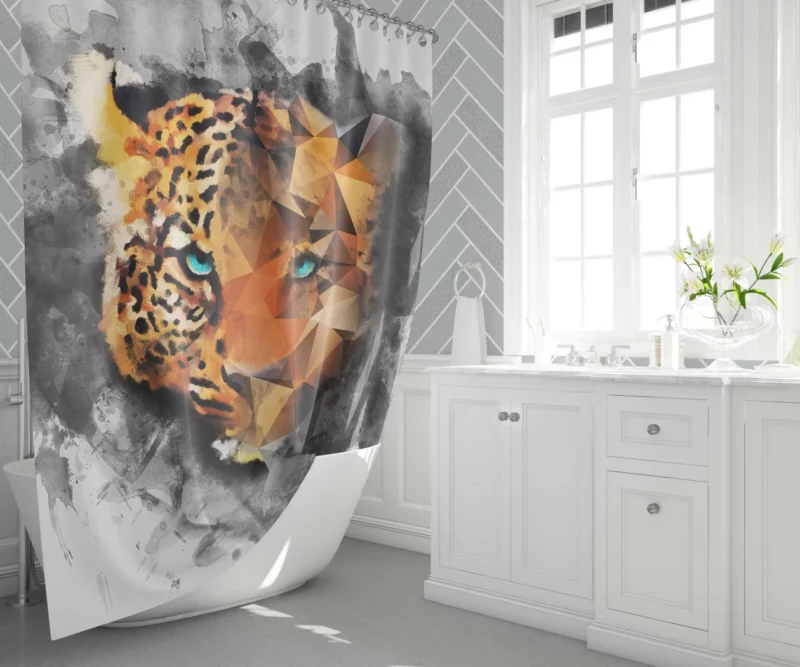 Artistic Leopard Faceted Intrigue Shower Curtain 1