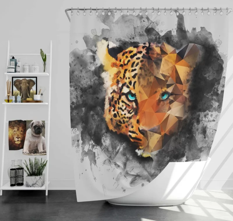 Artistic Leopard Faceted Intrigue Shower Curtain