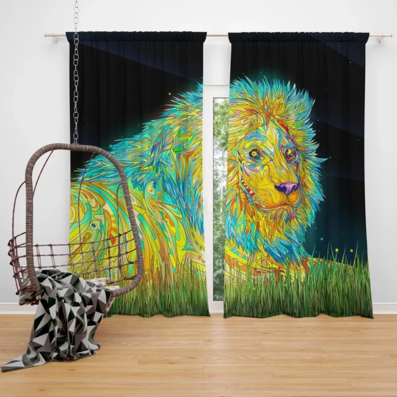 Artistic Lion Bold Strokes Wilderness Spirit Curtain