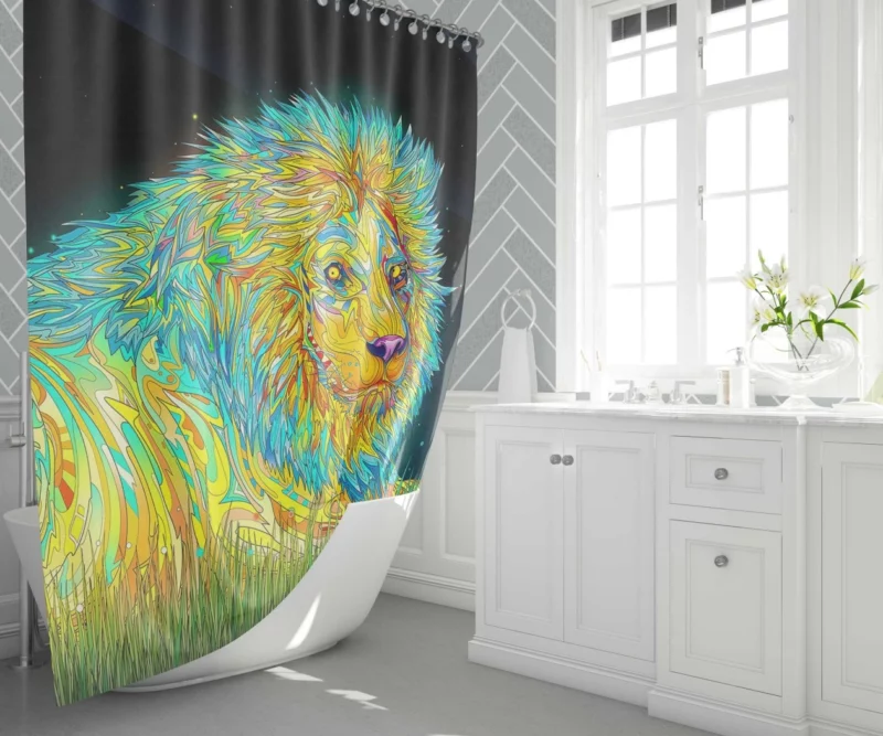 Artistic Lion Bold Strokes Wilderness Spirit Shower Curtain 1