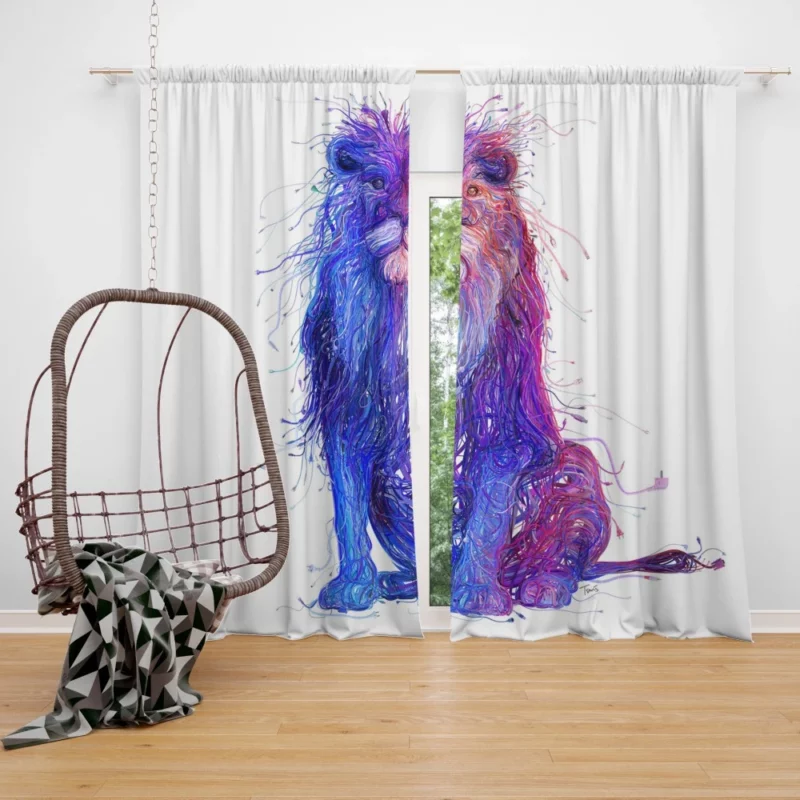 Artistic Lion Enigmatic Wilderness Curtain