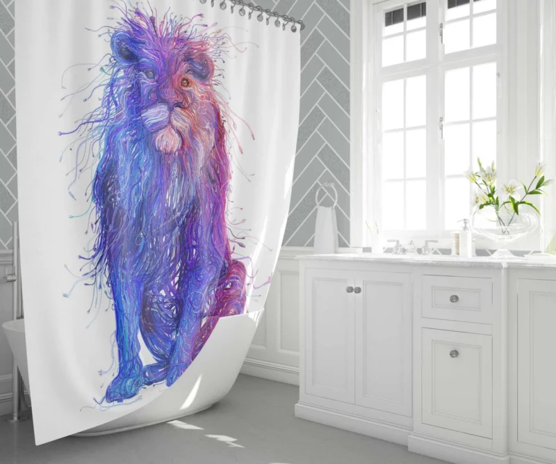 Artistic Lion Enigmatic Wilderness Shower Curtain 1